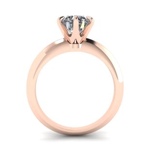 Bague de fiançailles diamant rond 6 griffes en or rose - Photo 1