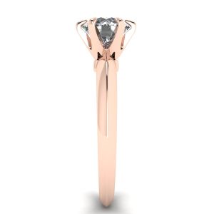 Bague de fiançailles diamant rond 6 griffes en or rose - Photo 2