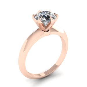 Bague de fiançailles diamant rond 6 griffes en or rose - Photo 3