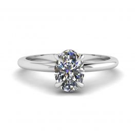 Bague solitaire diamant ovale classique or blanc