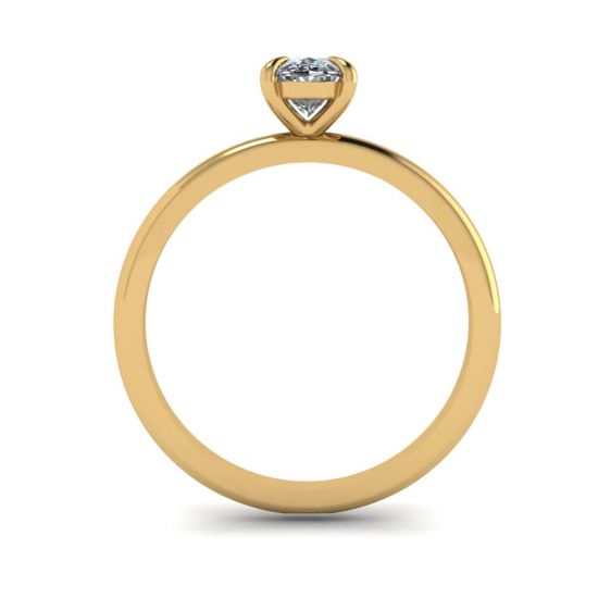 Bague solitaire diamant ovale classique or jaune,  Agrandir l'image 2