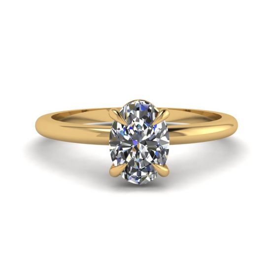 Bague solitaire diamant ovale classique or jaune, Agrandir l'image 1