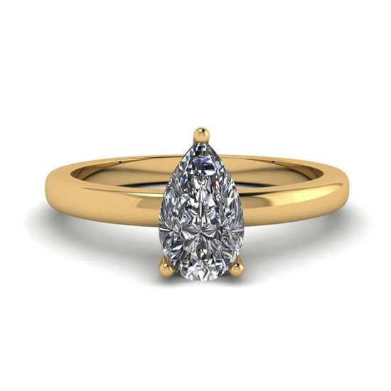 Solitaire Diamant Poire Classique Or Jaune, Image 1
