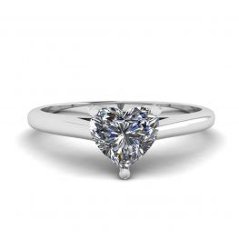 Bague Solitaire Diamant Coeur Classique Or Blanc