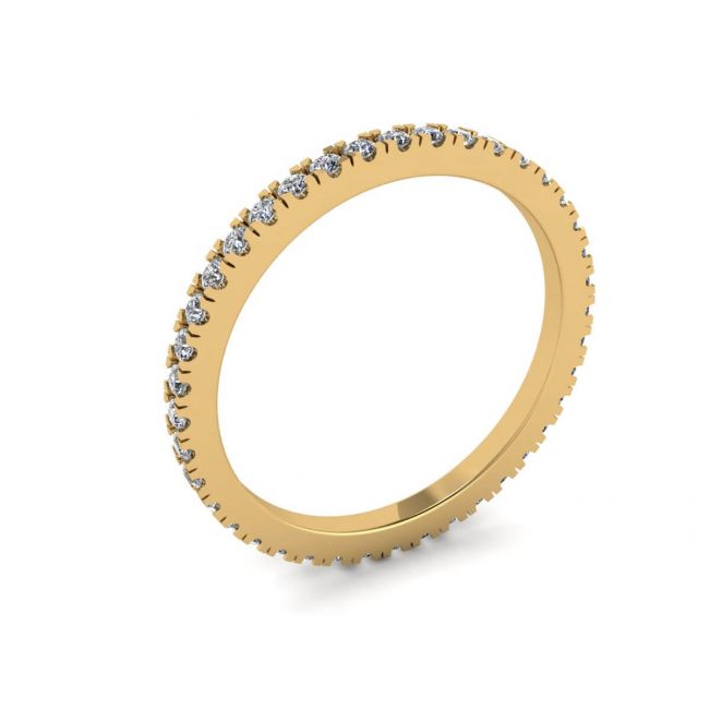 Petite bague d'éternité diamant classique en or jaune 18 carats - Photo 3