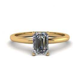 Bague Diamant Taille Émeraude Or Jaune
