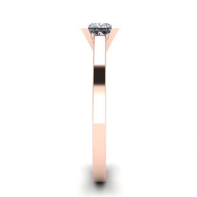 Bague diamant taille princesse en or rose 18 carats - Photo 2