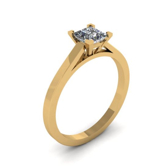 Bague diamant taille princesse en or jaune 18 carats,  Agrandir l'image 4