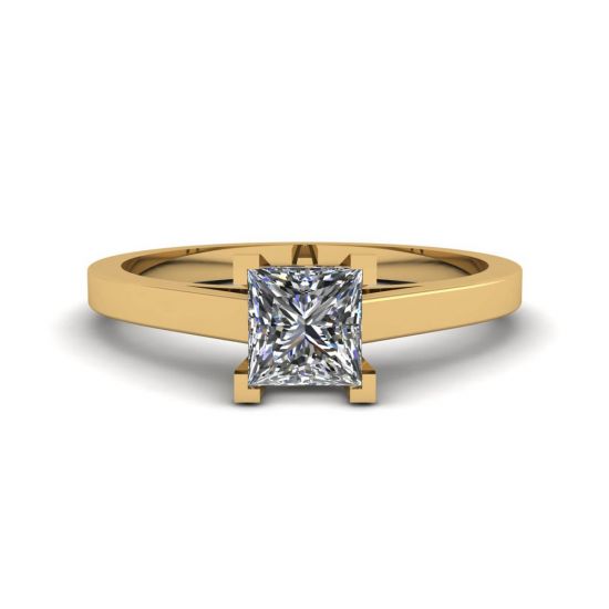 Bague diamant taille princesse en or jaune 18 carats, Agrandir l'image 1