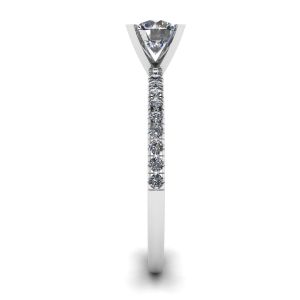 Bague Classique Diamant Rond avec fine face pavée Or Blanc - Photo 2