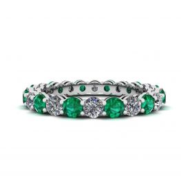 Bague d'éternité classique émeraude et diamants 3 mm Bague d'éternité classique émeraude et diamants 3 mm
