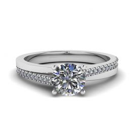Bague de Fiançailles Asymétrique Pavée Latérale Or Blanc