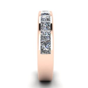 Bague Eternity Diamant Taille Princesse Or Rose - Photo 2