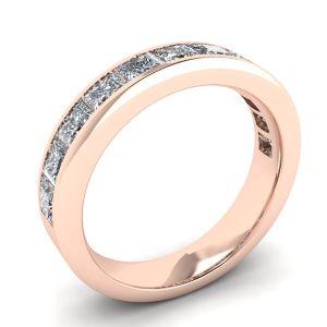 Bague Eternity Diamant Taille Princesse Or Rose - Photo 3