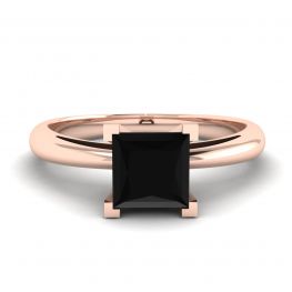 Bague Diamant Noir Carré Or Rose
