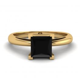 Bague Diamant Noir Carré Or Jaune