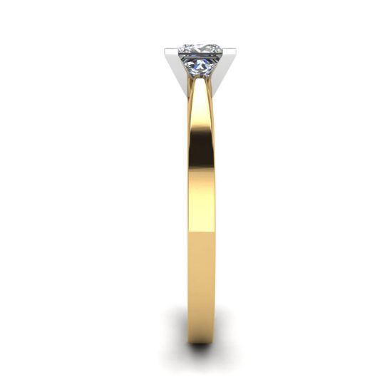 Bague diamant taille princesse style futuriste en or jaune,  Agrandir l'image 3