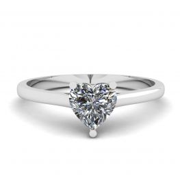 Bague Simple Plate avec Coeur Diamant Or Blanc