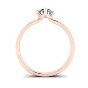 Bague diamant rond style griffes inversées en or rose - Photo 1