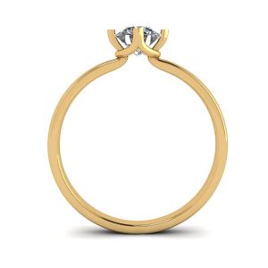Bague diamant rond style griffes inversées en or jaune - Photo 1