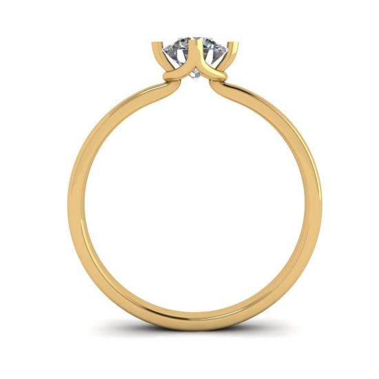 Bague diamant rond style griffes inversées en or jaune,  Agrandir l'image 2
