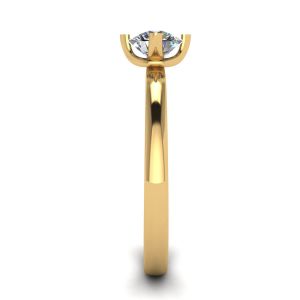 Bague diamant rond style griffes inversées en or jaune - Photo 2