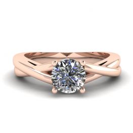 Bague Croix X avec Diamant Rond Or Rose