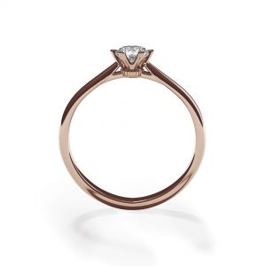 Bague de fiançailles diamant couronne 6 griffes en or rose - Photo 1