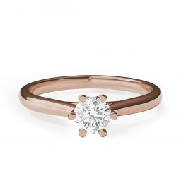 Bague de fiançailles diamant couronne 6 griffes en or rose