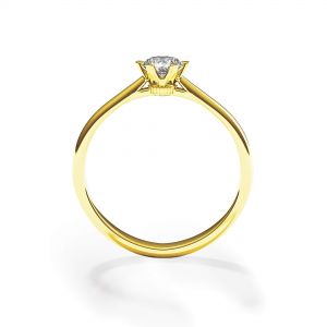 Bague de fiançailles diamant couronne 6 griffes en or jaune - Photo 1