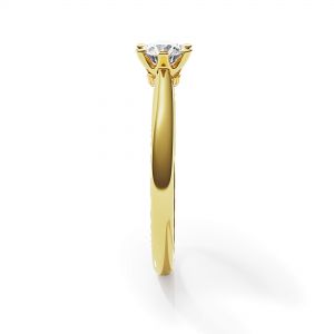 Bague de fiançailles diamant couronne 6 griffes en or jaune - Photo 2