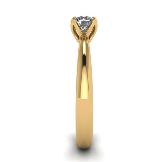 Bague serti pétale avec diamant rond en or jaune 18 carats,  Agrandir l'image 3