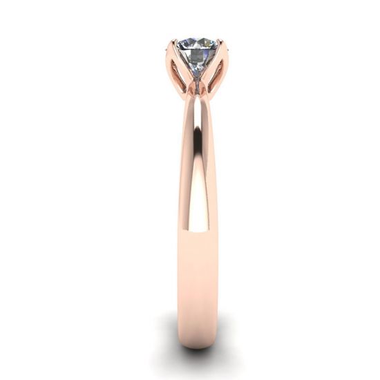 Bague sertie pétale avec diamant rond en or rose 18 carats, More Image 1