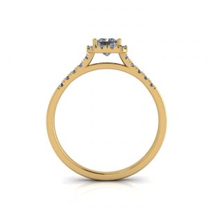 Bague diamant taille princesse halo en or jaune - Photo 1