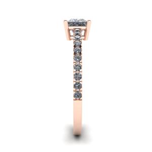 Bague en diamant taille princesse avec pavé latéral en or rose 18 carats - Photo 2