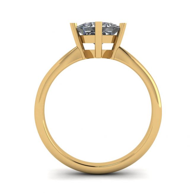 Bague Solitaire Losange Princesse Diamant Or Jaune - Photo 1