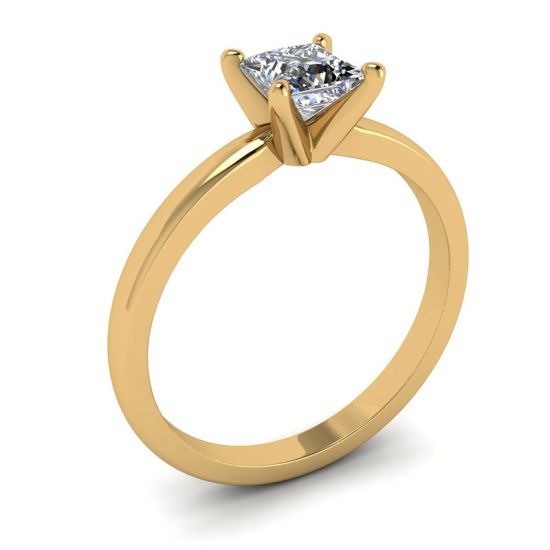 Bague de fiançailles en or mélangé avec diamant princesse,  Agrandir l'image 4