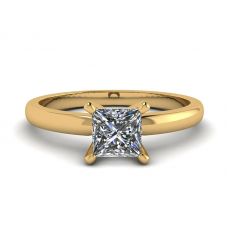 Bague de fiançailles en or mélangé avec diamant princesse