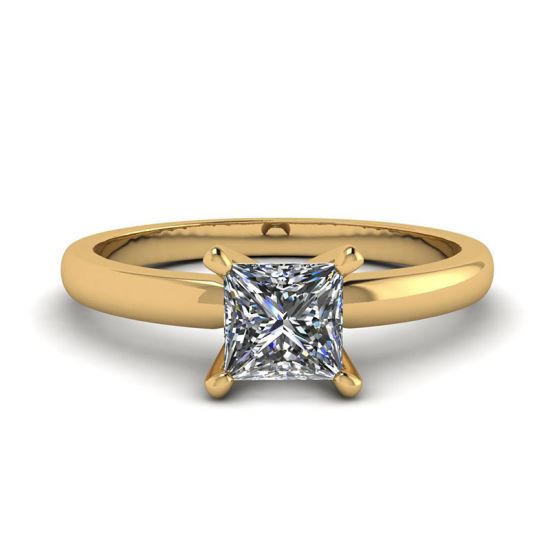 Bague de fiançailles en or mélangé avec diamant princesse, Agrandir l'image 1