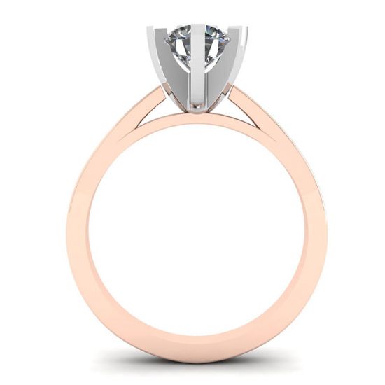 Bague en diamant en or rose 18 carats pour fiançailles, More Image 0