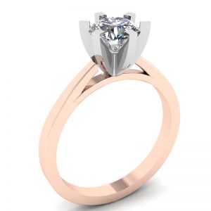 Bague en diamant en or rose 18 carats pour fiançailles - Photo 3