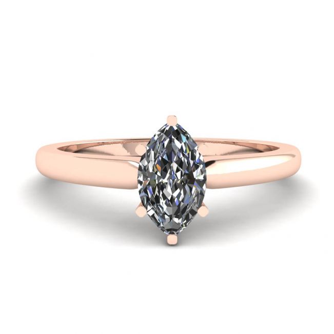 Bague de fiançailles rose avec diamant taille marquise