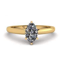 Bague diamant marquise 6 griffes en or jaune 18 carats