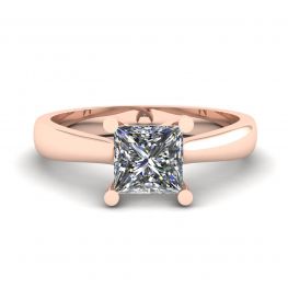 Bague en or rose 18 carats avec diamant taille princesse