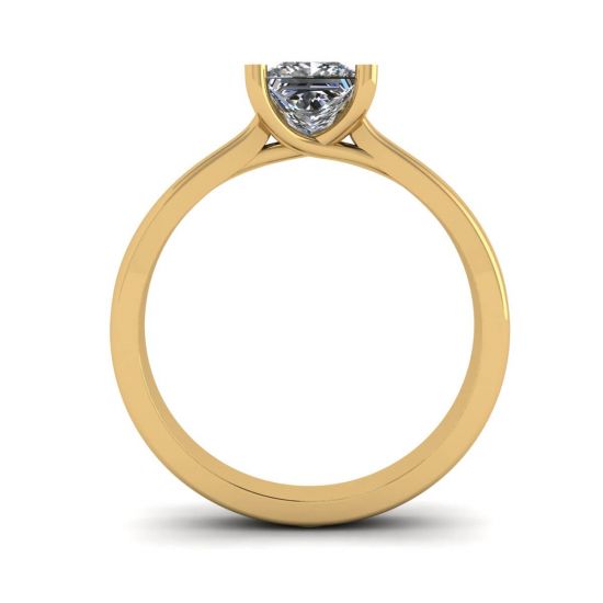 Bague en or jaune 18 carats avec diamant taille princesse, More Image 0