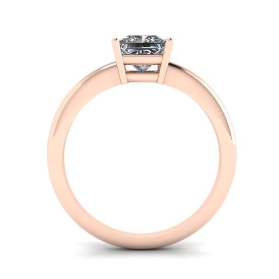 Bague solitaire simple taille princesse en or rose, More Image 0