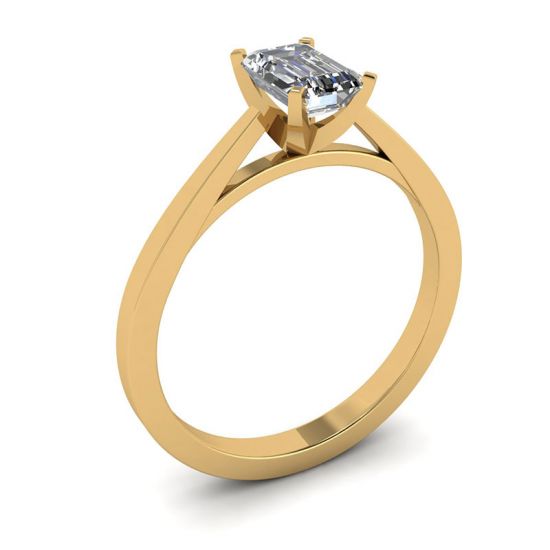 Bague diamant taille émeraude style futuriste en or jaune 18 carats,  Agrandir l'image 4