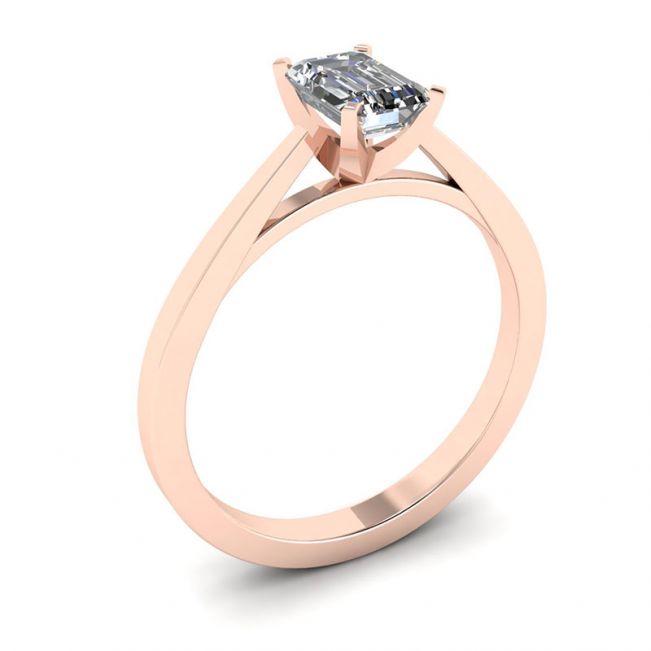 Bague en diamant taille émeraude de style futuriste en or rose 18 carats - Photo 3