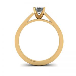 Bague diamant taille émeraude style futuriste en or jaune 18 carats - Photo 1