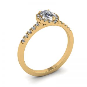 Bague halo de diamants en forme de poire en or jaune 18 carats - Photo 3